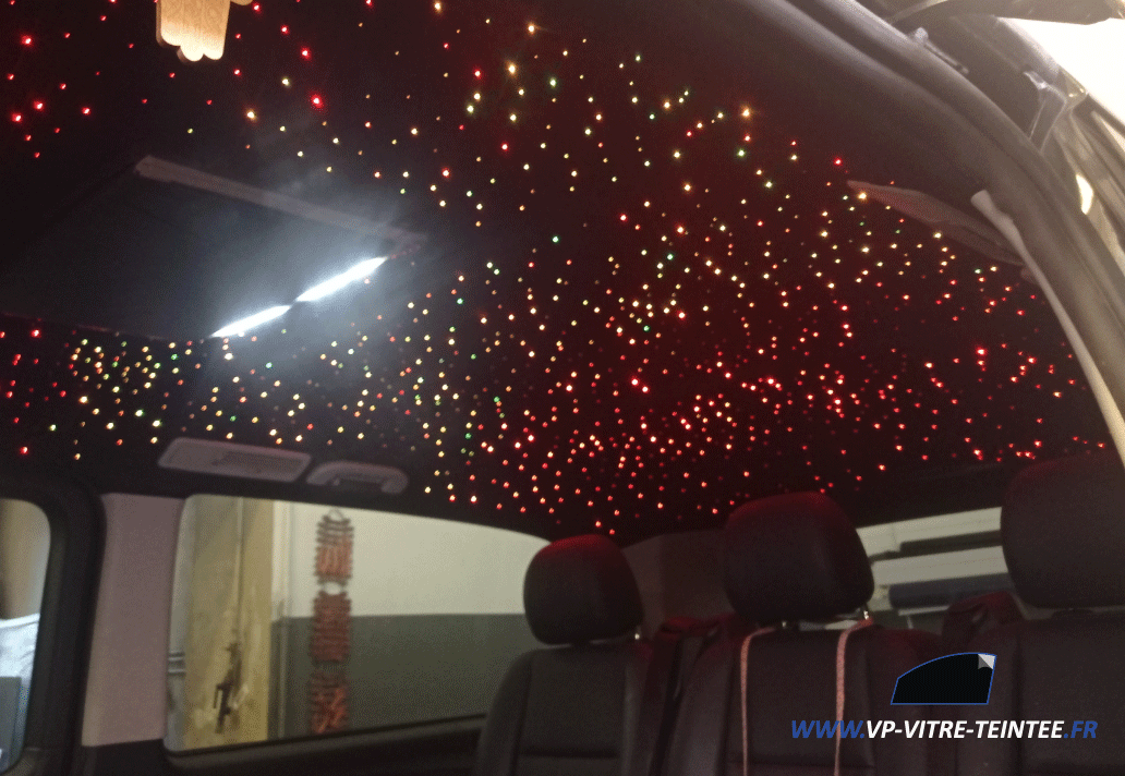 Ensemble de plafond de ciel étoilé couleur de mélange de toit de voiture  ciel clair 380pcs 2m fibre optique avec contrôle RF IOS / contrôle Android